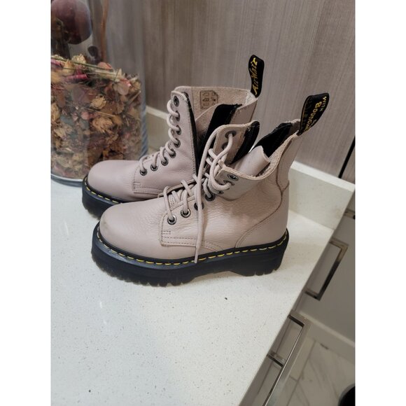 Dr. Martens Jadon III Combat Boots US 5 Ladies Tan Leather Platform Lace Zip - Picture 2 of 6